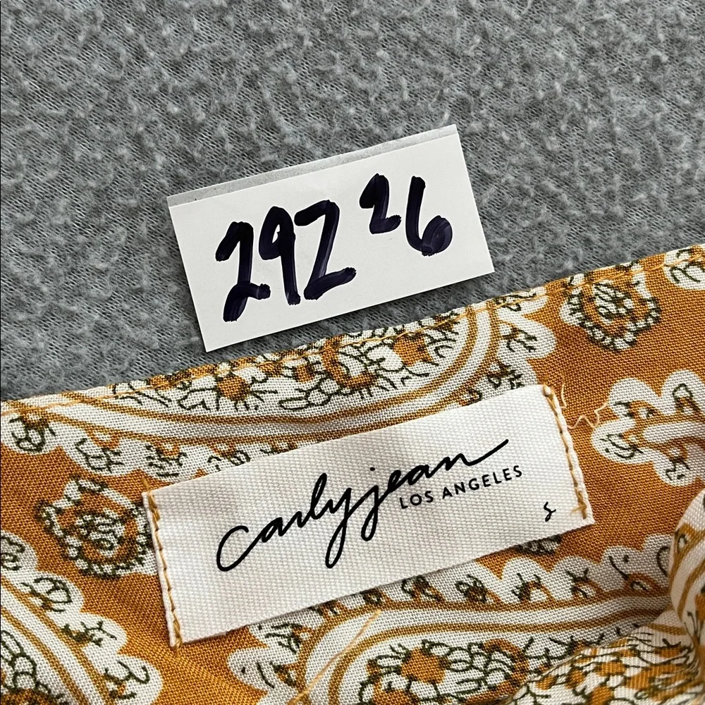 Carly Jean Los Angeles Midi Dress Sundress Small Strap Tiered Boho Mustard - Picture 5 of 9